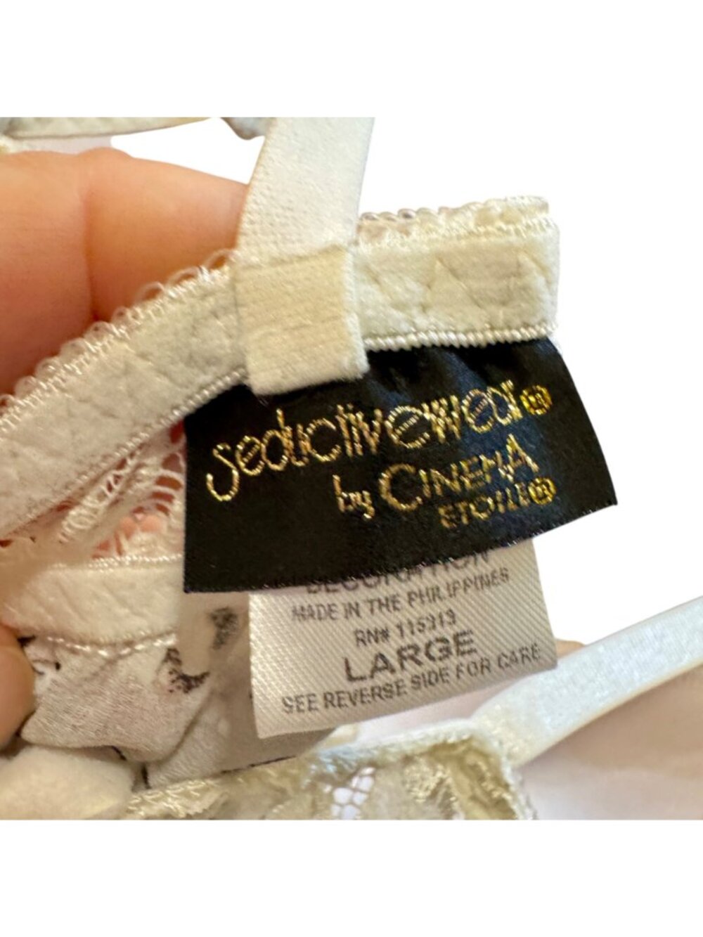 Seductive Wear by Cinema Etoile Cream Floral Brocade Babydoll Top Coquette Sz L - Picture 6 of 9